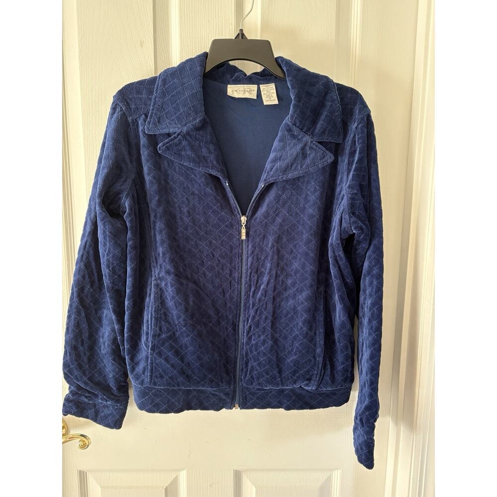 Kim Rogers Womens Casual Full Zip Jacket, Size M Dark Blue